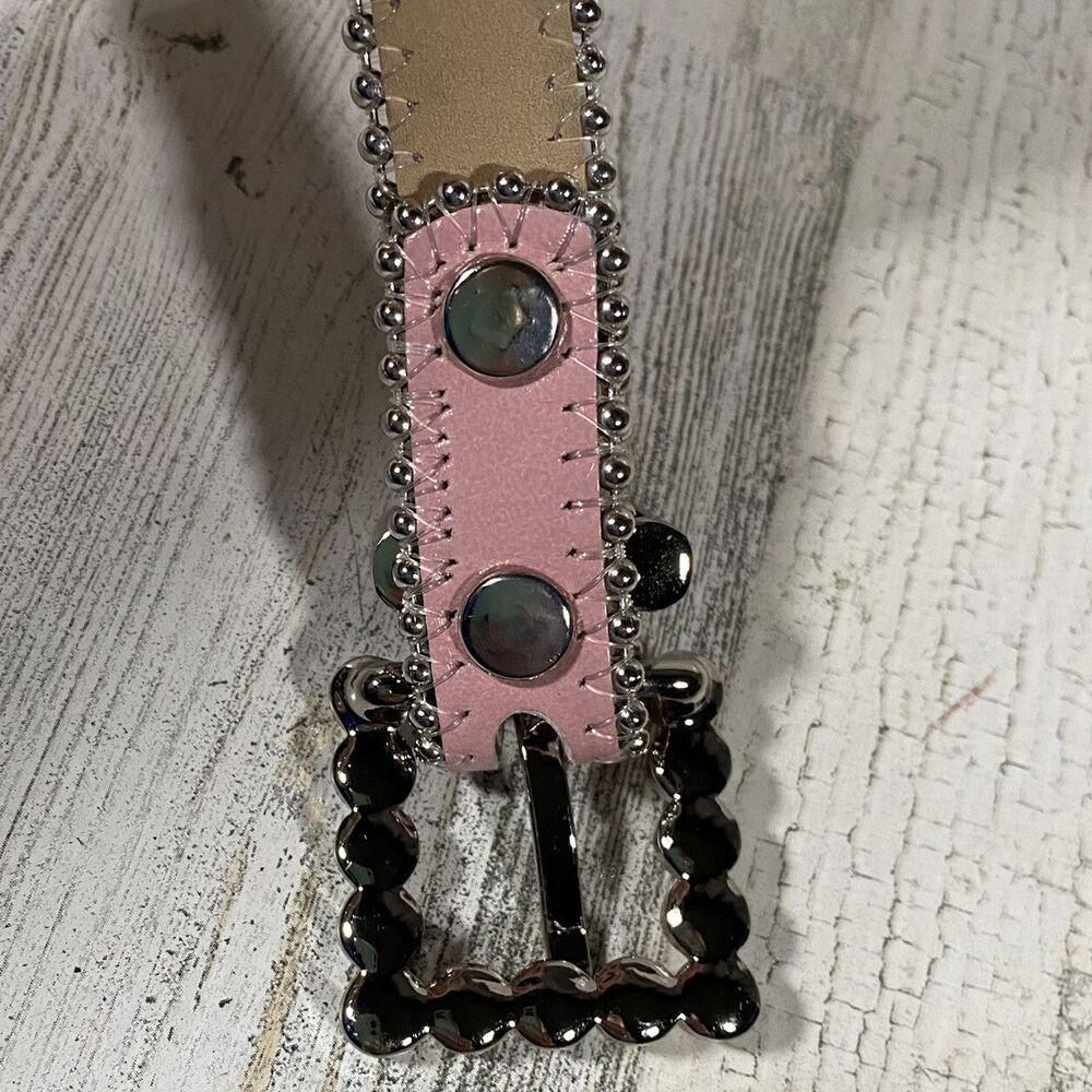 BB Simon Girl’s Belt Pink Leather Belt Crystal Buckle Western Rodeo Maximalist - Picture 5 of 8